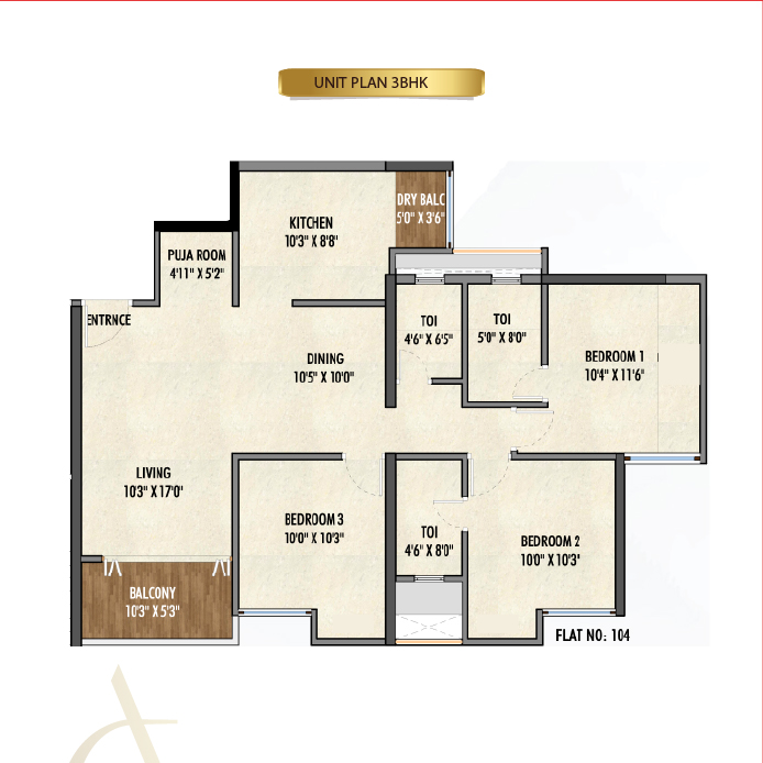 3 BHK Floor Plan